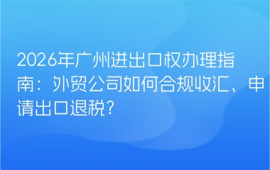 2026年广州进出口权办理指南：外贸公司如何合规收汇、申请出口退税？